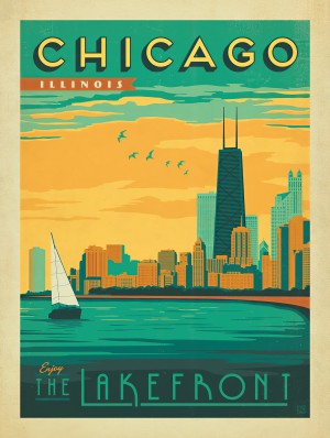 Chicago Lakefront travel poster